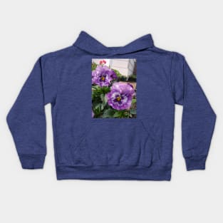 Beautiful Purple Pansies in the Garden Kids Hoodie